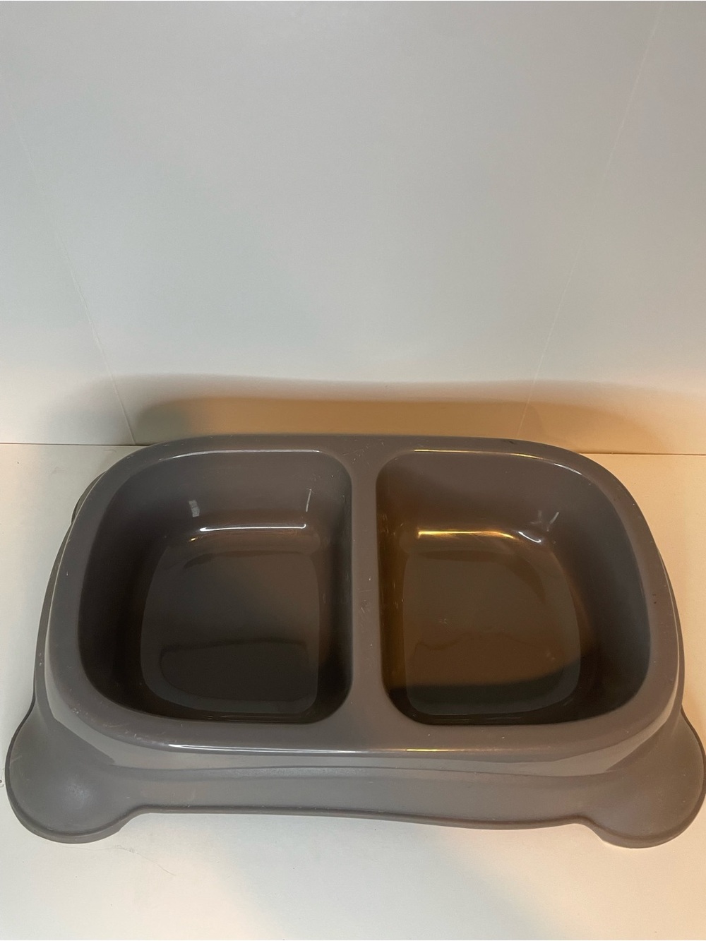 Gray Double Dog Bowl with Non-Slip Base